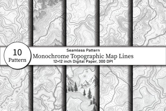 Download Monochrome Topographic Map Lines - Topographic Collection