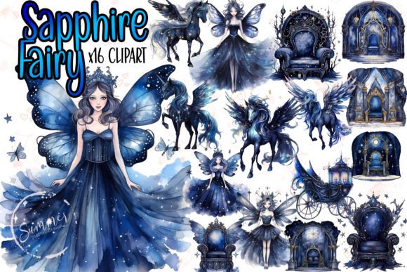 Download Watercolor Sapphire Witch Clipart Bundle - Sapphire Collection