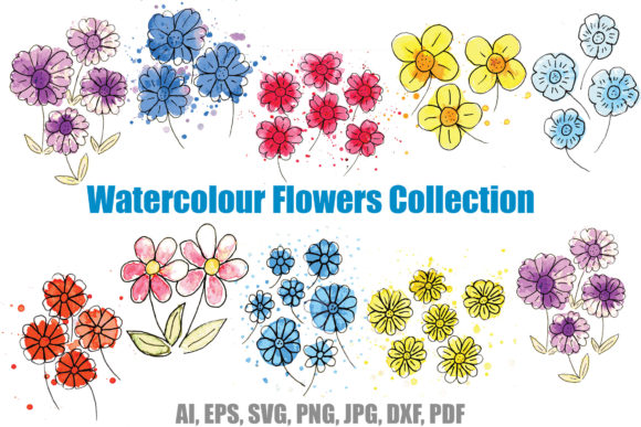Download 16 Watercolour Wildflower Flower Designs - Design Collection