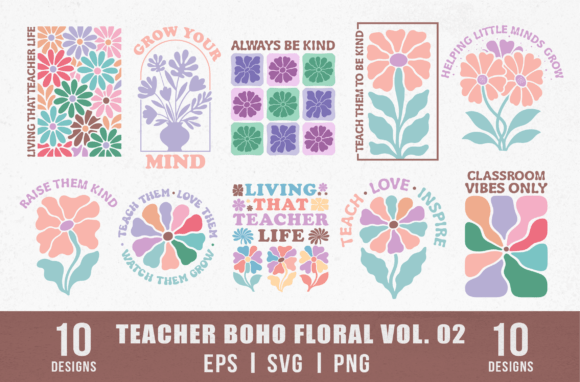 Download Retro Quotes Flower Designs for Teachers - Design Collection