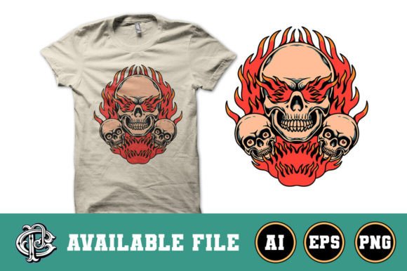 Download Flaming Skulls T-shirt Design - Design Collection