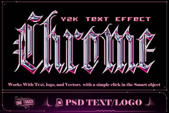 Download Sleek Design Chrome Y2K Text Effect PSD - Design Collection