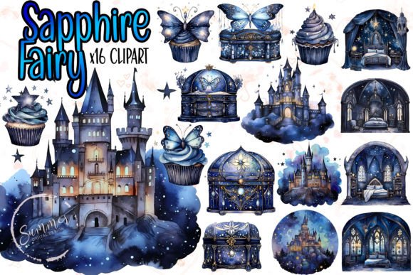 Download Watercolor Sapphire Fairytale Castel - Sapphire Collection