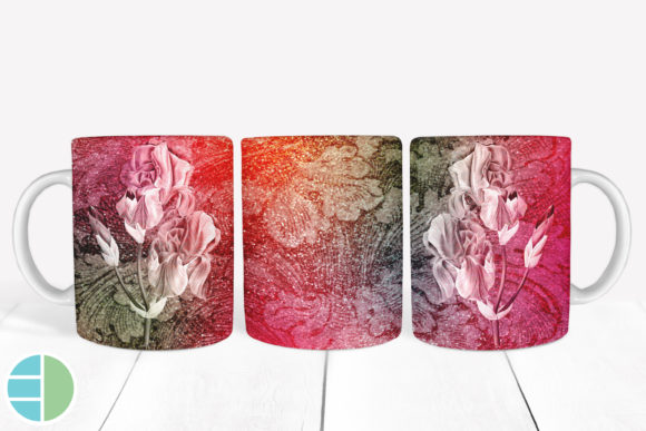 Download Mug Sublimation Vintage Flower Designs - Design Collection