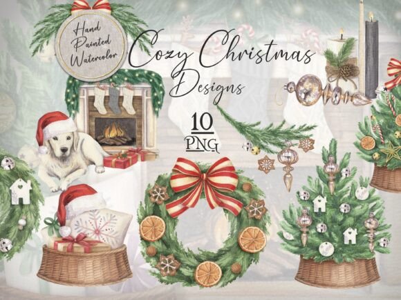 Download Cozy Christmas Watercolor Design Clipart - Design Collection