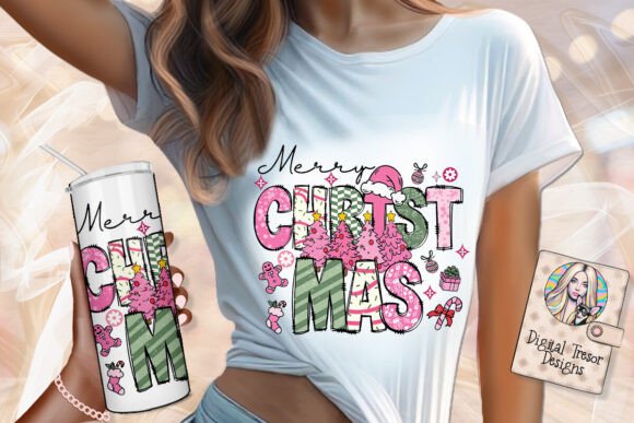 Download Merry Christmas Text Pink Digital Design - Design Collection