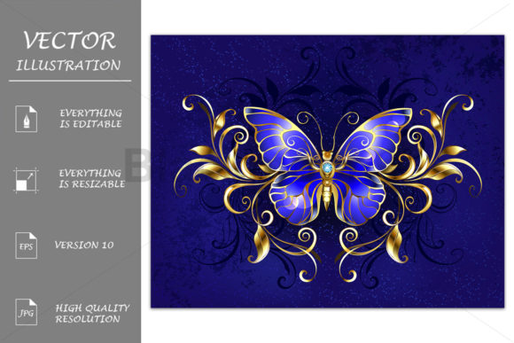 Download Sapphire Butterfly with Gold Pattern - Sapphire Collection