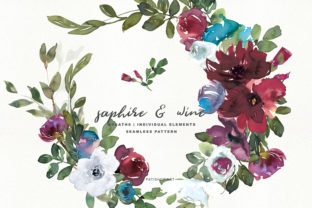 Download Sapphire & Wine Watercolor Clipart Set - Sapphire Collection